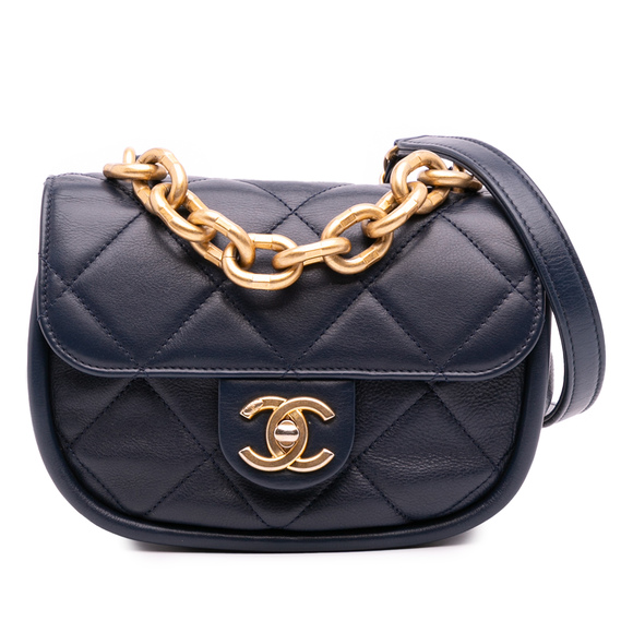Pre-Loved Chanel Mini CC Quilted Calfskin Round Moon Messenger Flap - Picture 1 of 12